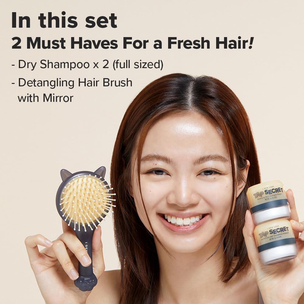 I DEW CARE Biotin Clarifying Dry Shampoo 4 oz with Detangling Brush All Hair Types Non-aerosol Benzene-free - Image 3