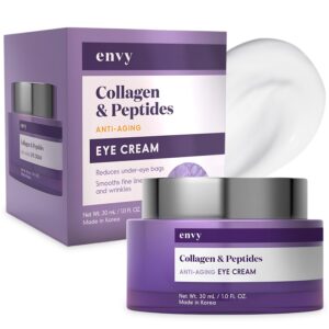 Envy Collagen & Peptides Eye Cream - Reduces Dark Circles, Puffiness & Wrinkles, Moisturizing, Anti-Aging, Rejuvenates, Dermatologist Tested, Cruelty-Free Korean Skin Care for All Skin Types - 1.01 Oz