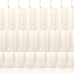 Nuogo 24 Pcs Ivory Pillar Candles Bulk Set of 3 Long Burning Wax Pillar Candles 2 in x 3, 6, 8 Inch Dripless Unscented Smokeless for Wedding Party Spa Lantern Fireplace Home