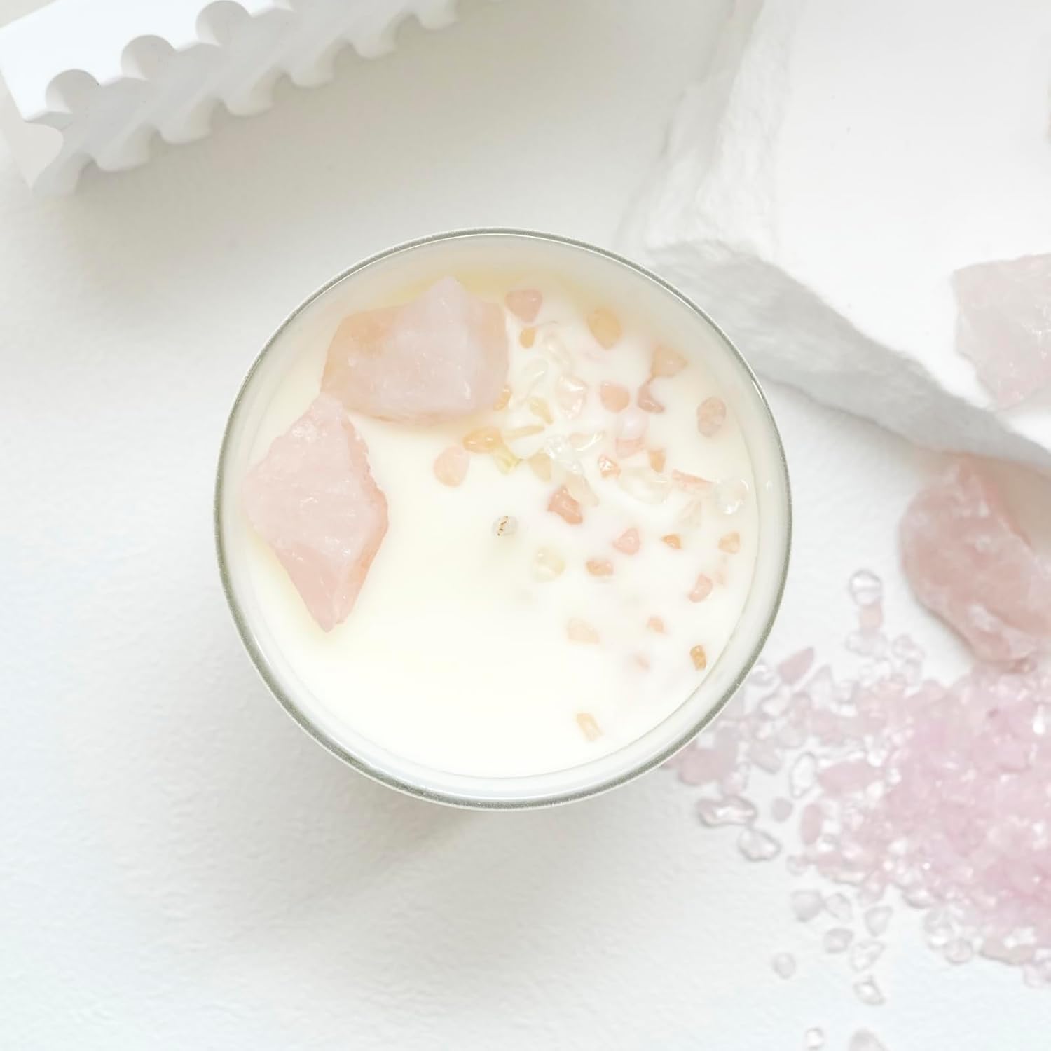 Healing Crystal Candle, French Vanilla Scented Rose Quartz Candle in 10 oz Jar - Natural Crystal for Love and Healing - Elegant Home Decor and Gift Idea - Image 5