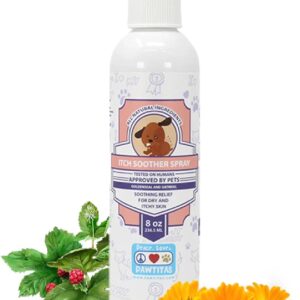 Pawtitas Natural Dog Itching Skin Relief Spray with Organic Oatmeal a Hypoallergenic Soothing for Dry Itchy Rash Hotspot or Damaged Skin | Manufactured with Certified Organic Ingredients 8 OZ Bottle