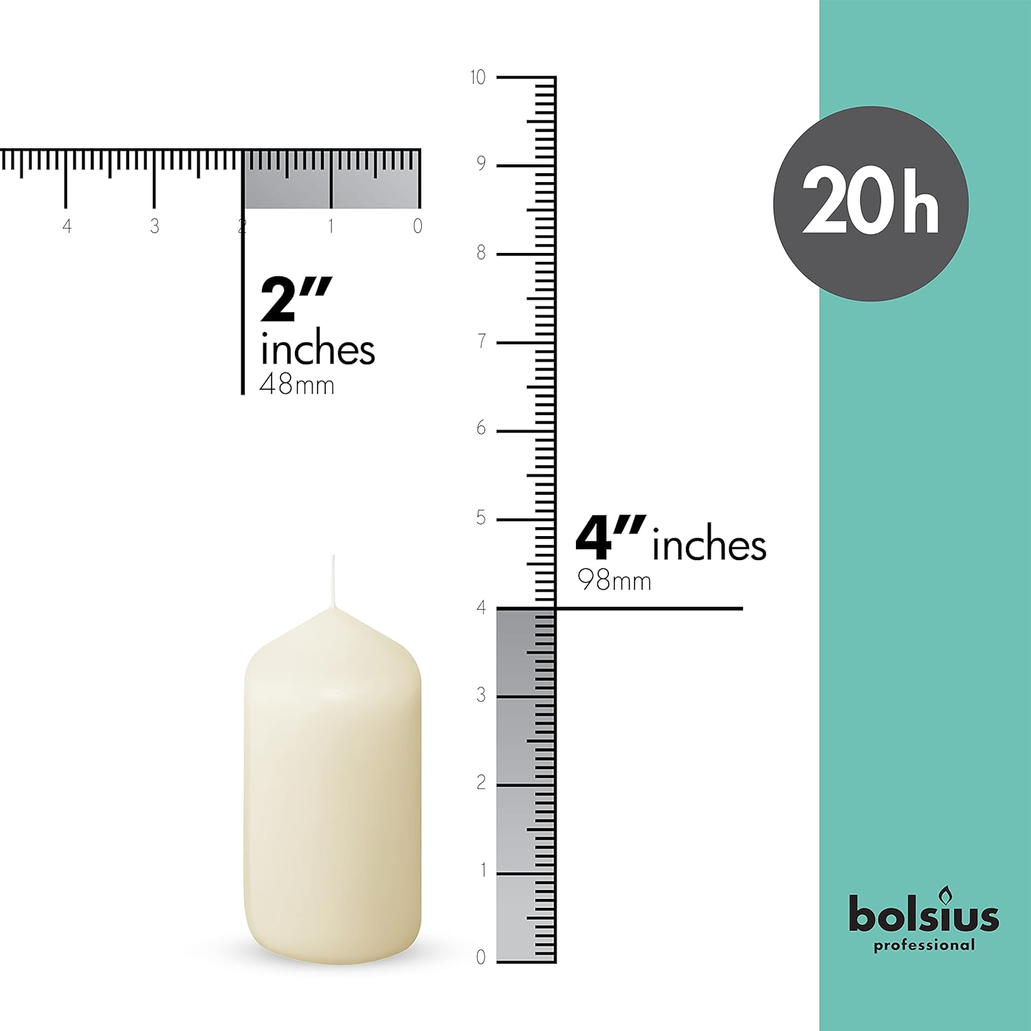 BOLSIUS Ivory Pillar Candles - 20 Pack 2x4 inch Pillar Candle Set - 20 Hours Dripless & Smokeless Clean Burning Dinner Candles - Premium Europen Quality - Palm Oil Free - 0% Animal Fat - Party Candles - Image 2