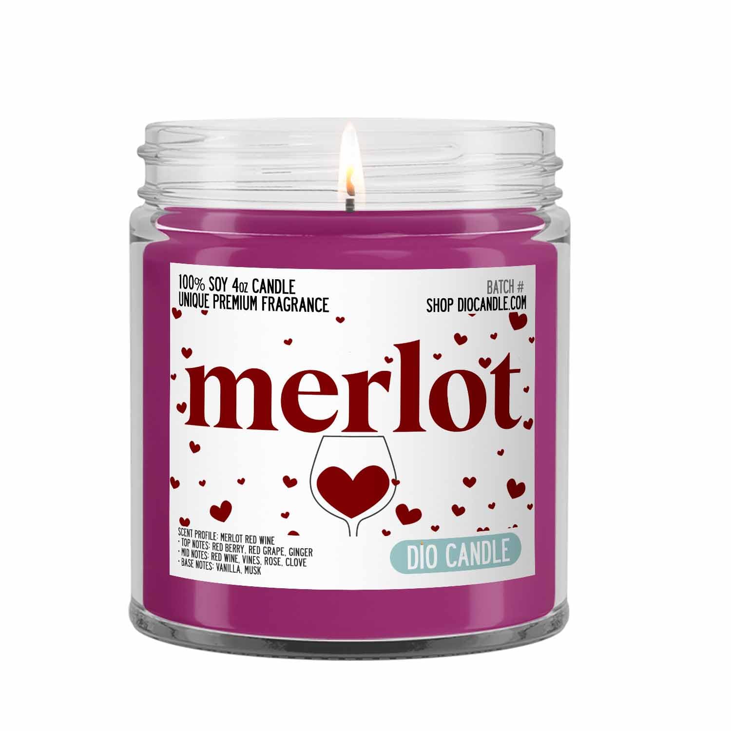Merlot Scented Candle - Smells Like Merlot Red Wine - 100% Naturally Vegan Soy and Premium Fragrance | Great Gift | Handmade in Denver, Colorado (4oz Glass Jar)
