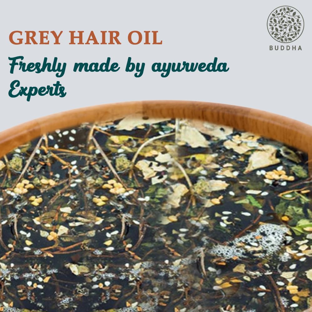 Hair Oil for Greys & Whites (150 ml, 5.1 Oz) - Restore Natural Black Color of Hair With Unique Herbs oil blend For Men and Women - 100% Ayurvedic - No Mineral Oil - Image 4
