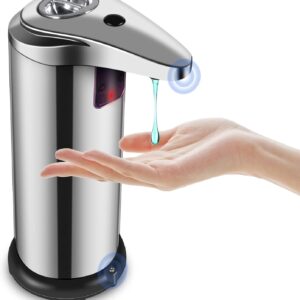 Automatic Soap Dispenser, 3-Level Adjustable Touchless Soap Pump Fits Most Soaps, 9.5oz Auto Liquid Dispenser, Easy to Use & Refill, Stainless Steel Hands-Free Dispenser for Kitchen