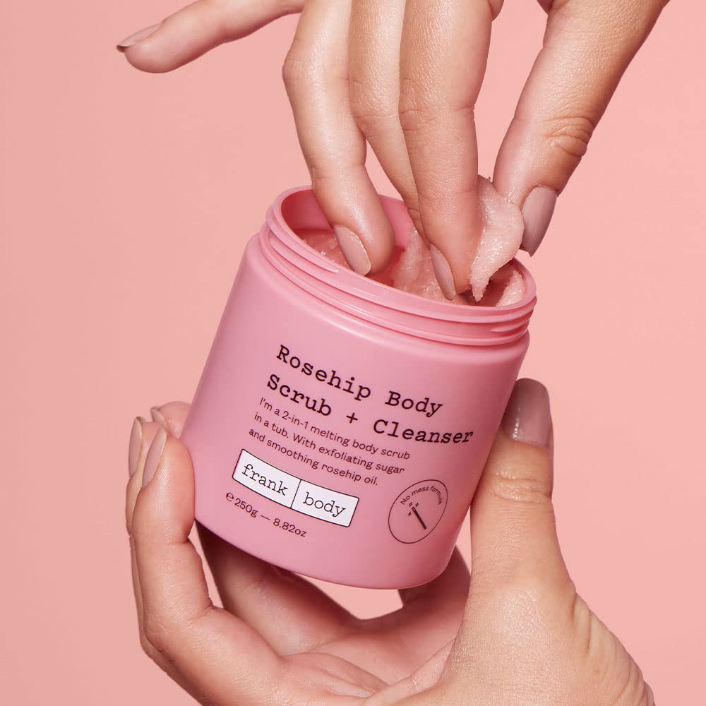 Frank Body Rosehip Body Scrub & Cleanser | Vegan, Cruelty Free, Exfoliating Body Scrub | Fades Marks and Softens Skin with Rosehip Oil, Coffee Seed Extract, and Lavender Oil | 8.82 oz / 250 g - Image 6