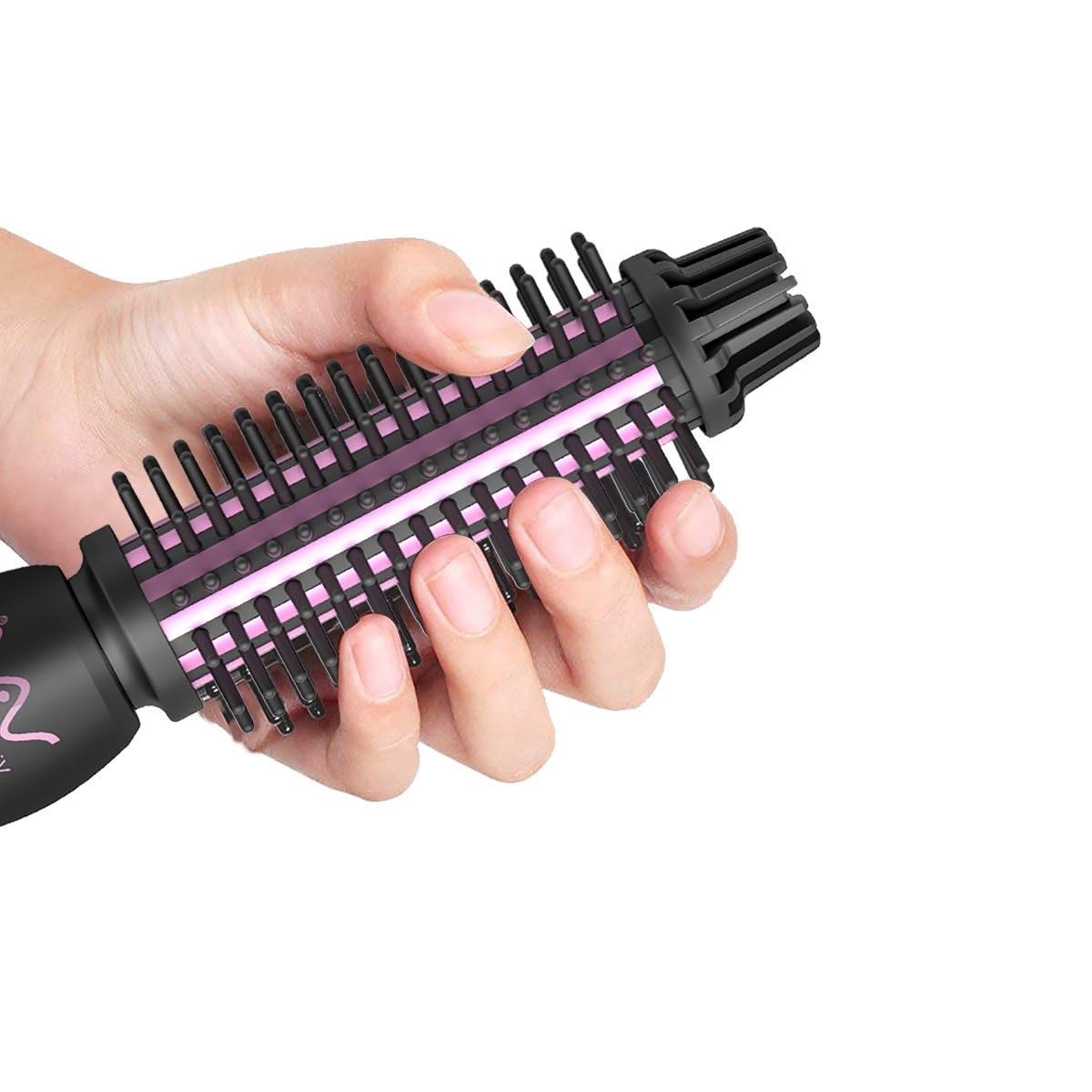 2IN1 Hair Brush Iron Professional Ceramic Hair Curling Iron/Straightener,Anti-Scald Nylon Bristles,Negative Ionic Dual Voltage for Travel,Curls & Waves & Straight - Image 4