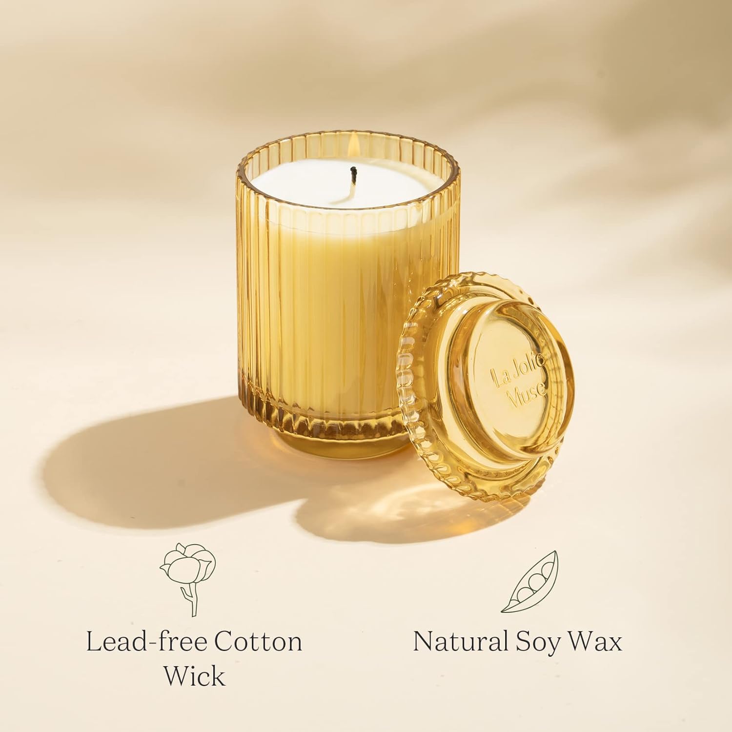 LA JOLIE MUSE Sandalwood Patchouli Luxury Scented Candle 12.3oz Glass Jar 80 Hour Burn - Image 5
