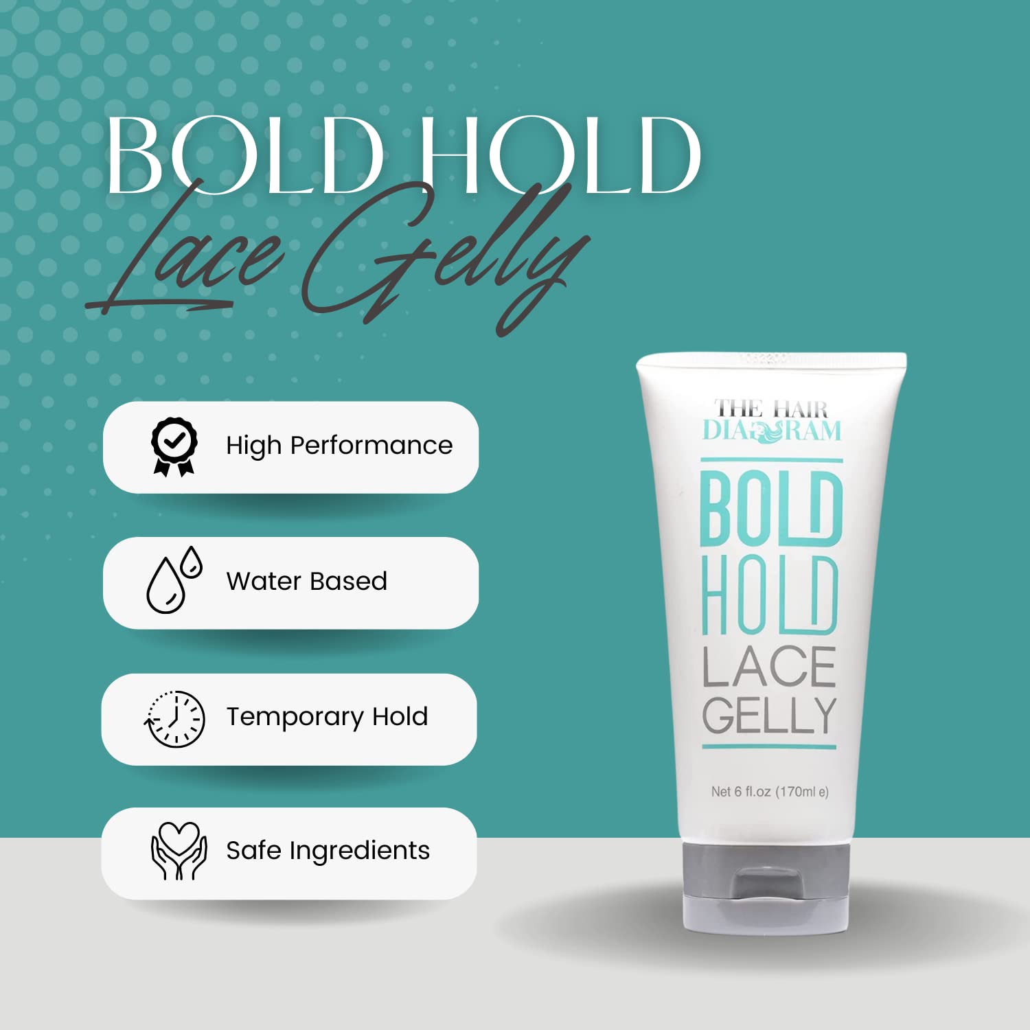 The Hair Diagram - Bold Hold Lace Gelly - Glueless - Temporary Daily Hold For Lace Front Wigs and Hair Systems - Styling Agent For Baby Hairs - Non Toxic - Alcohol Free - Water Based Formula - 6oz - Image 3