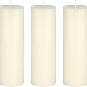 Mega Candles 3 pcs Unscented Solid Ivory Pillar Candles, Hand Poured Premium Wax Candle 3 Inch x 9 Inch, Home Décor, Spas, Weddings, Celebrations, Party, Centerpieces, Holidays, Vigils, Prayers