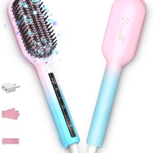 DORISILK Ionic Hair Straightener Brush, 470℉High Temp Heated Straightening Brush for Women Thin Thick Hair, Dual Voltage Hot Straightening Comb Electric, Professional Salon Results Smooth Frizz-Free
