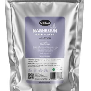 ShiKai Magnesium Bath Flakes with Arnica (32 oz) | Bath Salt Soak for Muscle Relief | Fragrance Free