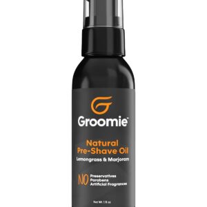GROOMIE Natural Pre-Shave Oil for Bald Headed Men and Women | Specially Formulated Plant Based Recipe with Milk Thistle Seed, Essential Oils, Antioxidants, and Vitamin E | Promotes Close Shave -1 OZ