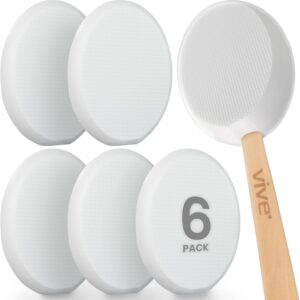 Vive Back Lotion Applicator Replacement Pads (6 Pack) - Long Reach Handle Loofah Sponge Shower Scrubber for Self Application - Body Bath Wash Brush for Skin Cream, Suntan, Tanning, Aloe - Men, Women