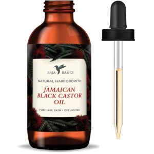Pure and Organic Jamaican Black Castor Oil for Hair Growth – Rich in Omega Fatty Acids – Enhance Shine, Strength, and Thickness – Scalp Oil, Hair Care and Eyelash/Eyebrow Growth – 2 oz