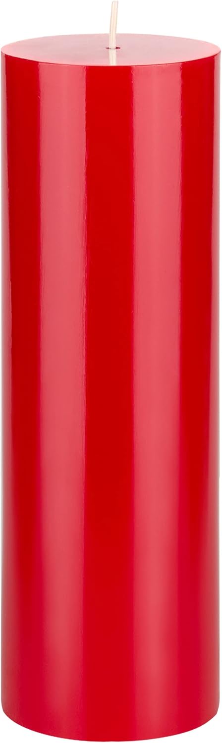 Mega Candles 1 pc Unscented Solid Red Pillar Candles, Hand Poured Premium Wax Candle 3 Inch x 9 Inch, Home Décor, Spas, Weddings, Celebrations, Party, Centerpieces, Holidays, Vigils, Prayers