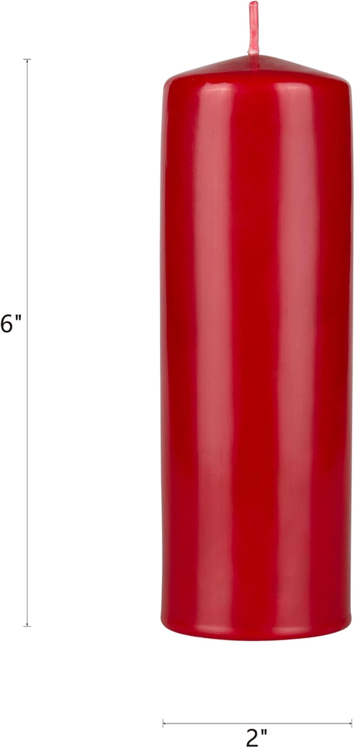 Mega Candles 6 pcs Unscented Solid Dome Top Red Pillar Candles, Hand Dipped Overlay Wax Candle 2 Inch x 6 Inch, Home Décor, Spas, Weddings, Celebrations, Party, Events, Memorials, Vigils, Prayers - Image 2