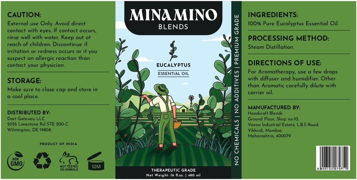 16 fl oz - Eucalyptus Essential Oil (100% Pure & Natural) Large Aluminum Bottle for Aromatherapy, Diffuser, Candle & Soap Making - Minamino Blends - Image 2