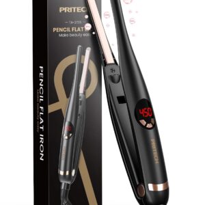 Small Flat Irons for Short Hair, 3/10" Thin Flat Iron for Short Hair, Pixie Cut and Bangs, Negative Ions Small Hair Straightener for Edges with 10th Adjustable Temp. Auto Shut Off