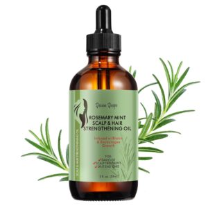 Rosemary Oil for Hair Growth Organic, 100% Pure Organic Rosemary Mint Scalp & Hair Strengthening Oil for Eyebrow and Eyelash, Nourishes, Improves Blood Circulation 60ml - 2 Oz