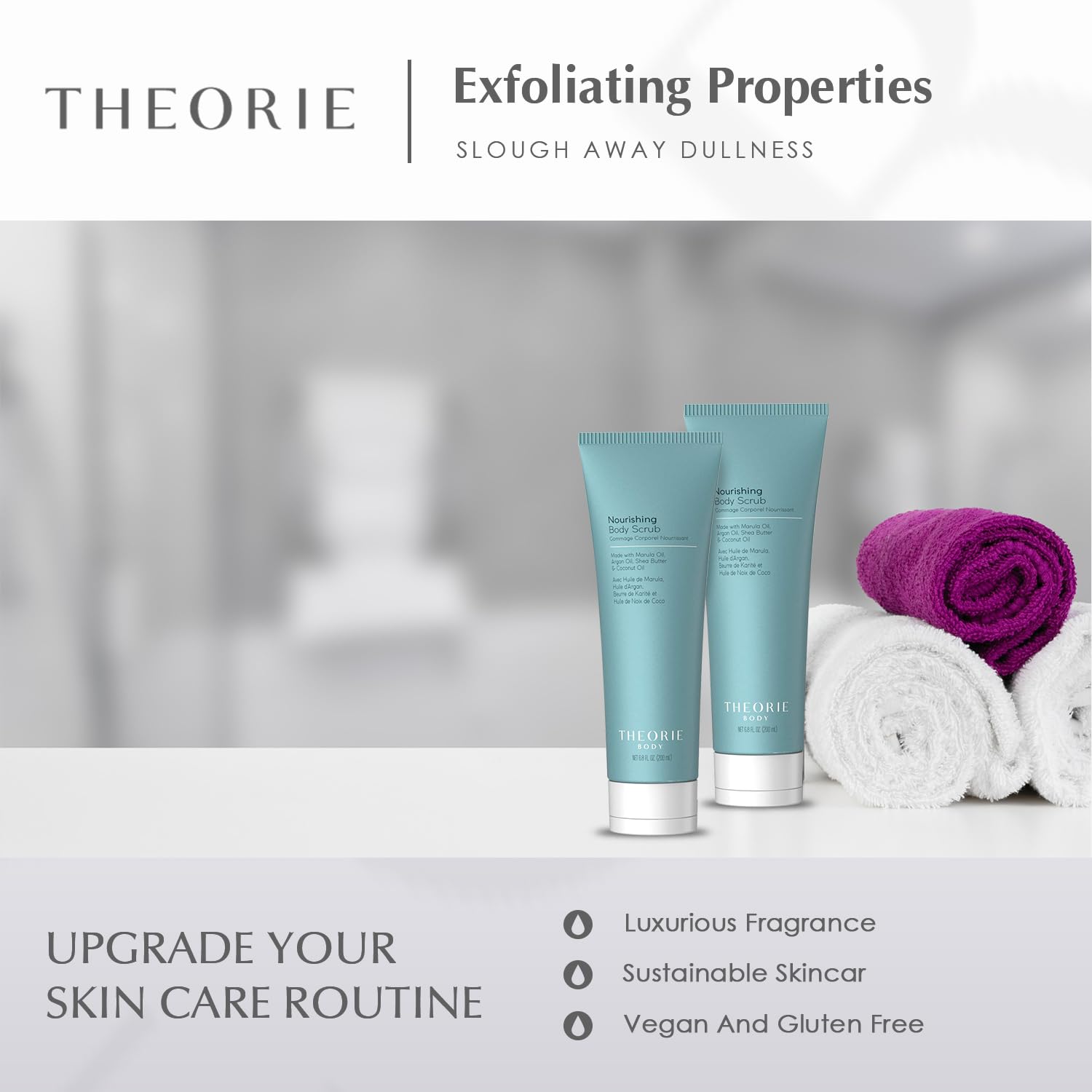 Theorie Nourishing Exfoliating Body Scrub 200mL Tube with Marula, Argan, Coconut Oil, Shea Butter, Vegan, Cruelty Free - Image 4