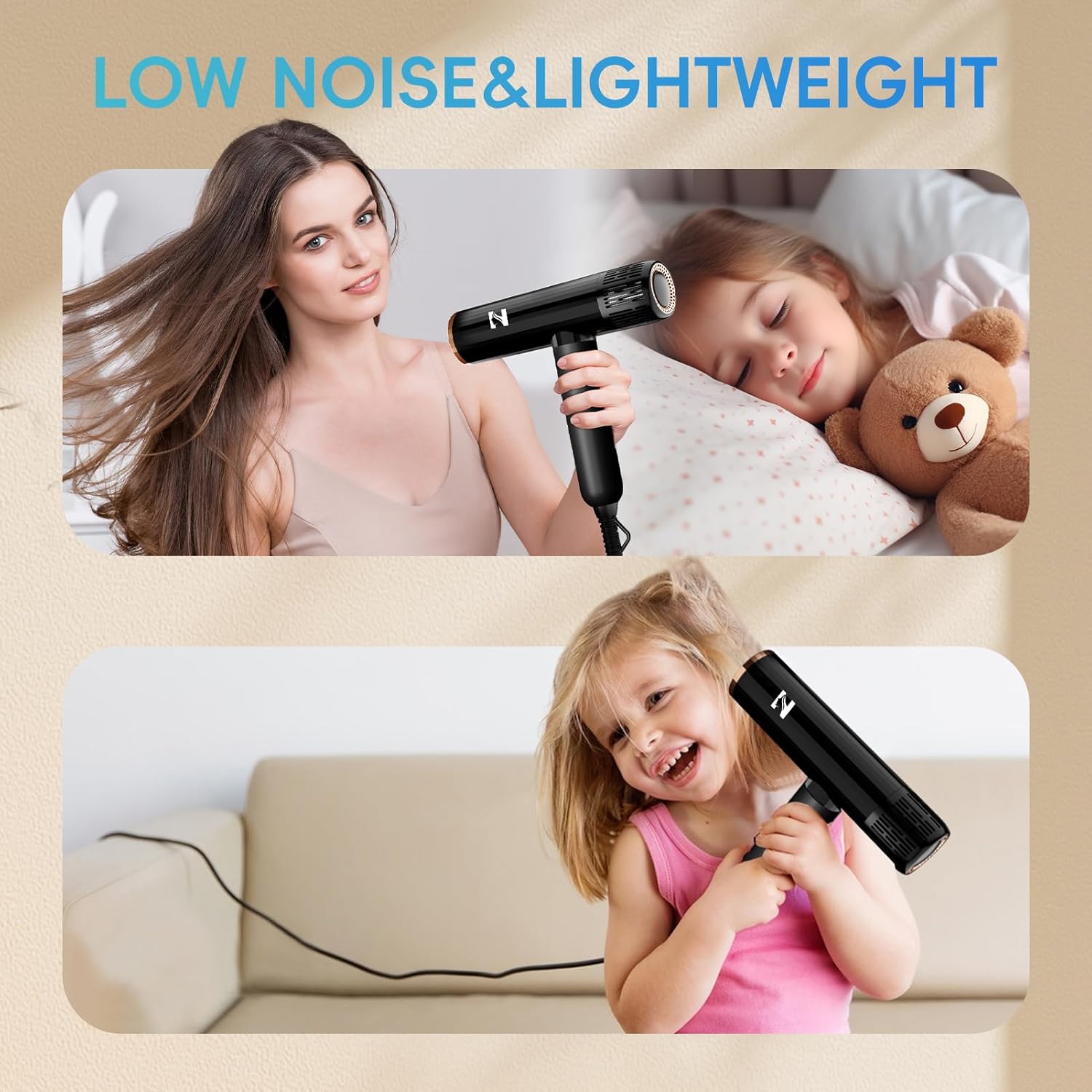 Nicebay 1600W Ionic Hair Dryer with Diffuser for Fast Drying, Lightweight Design - Image 7