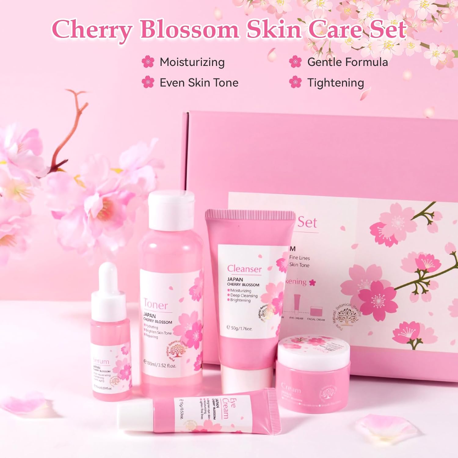 Cherry Blossom Skin Care Set for Teens and Women 5-Piece Kit - Image 2