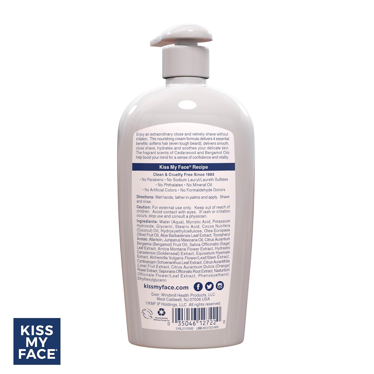 Kiss My Face Cedarwood Bergamot 8 oz Vegan Cruelty Free 4-in-1 Moisture Shave Cream - Image 6