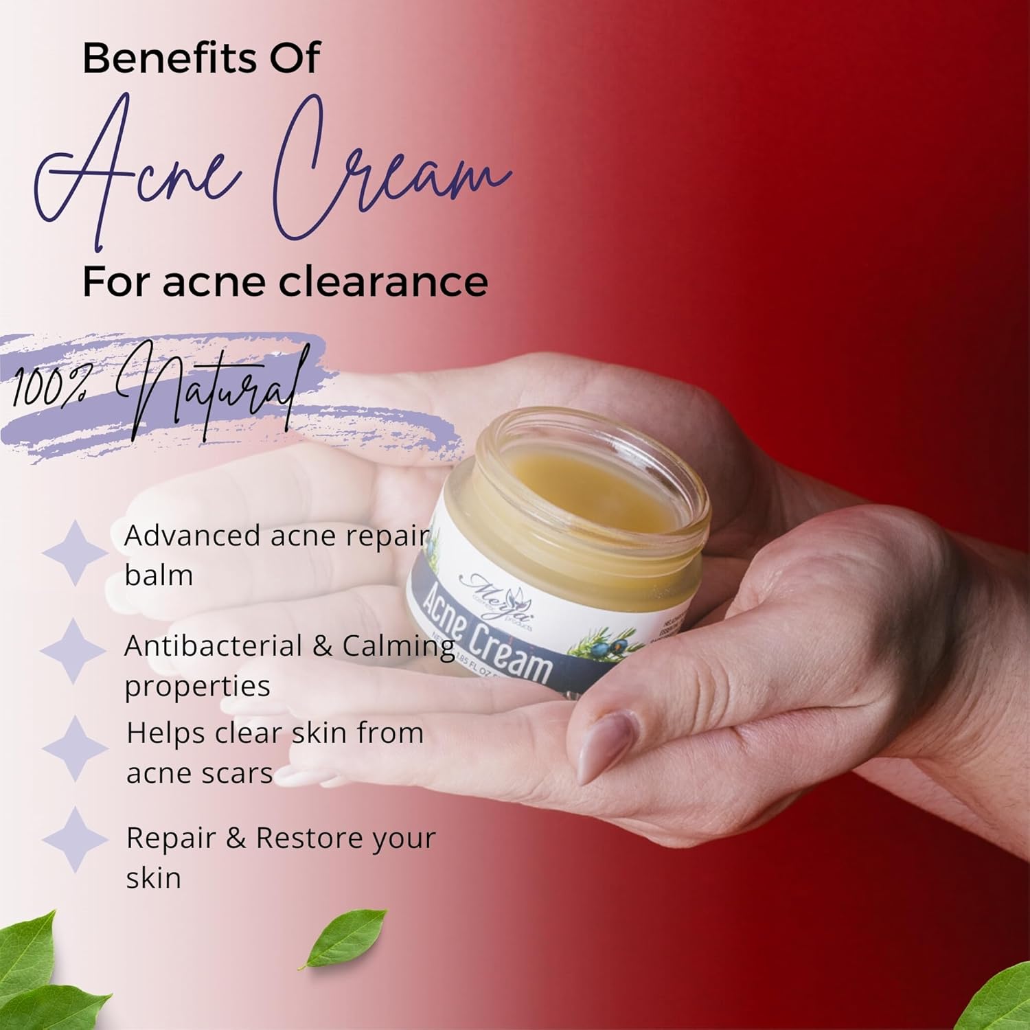 Merja Herbs Natural Anti-Acne Face Moisturizer Cream Helichrysum Sage 55ml New - Image 4