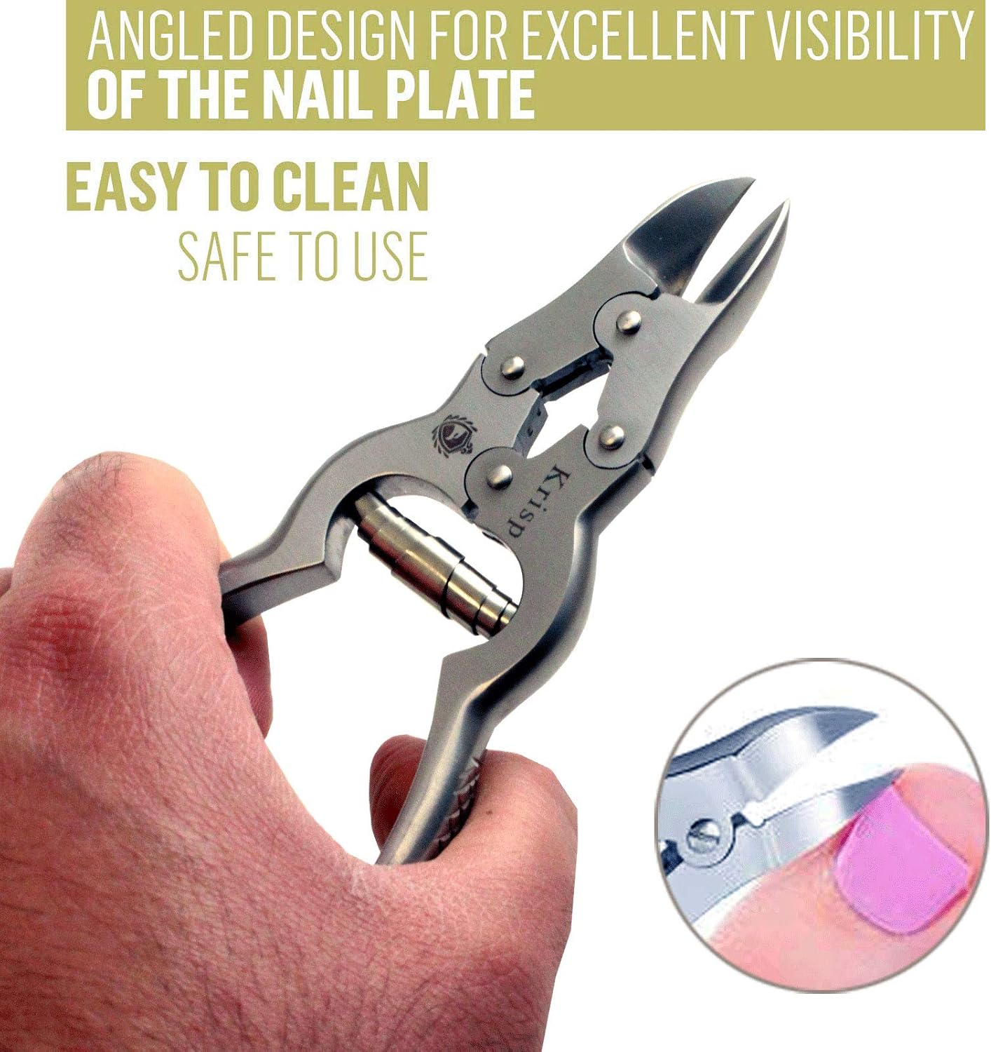 Toenail Clippers for Thick Ingrown Toenails - Professional Podiatry Nail Cutter Fingernail Clipper Trimmer Heavy Duty Surgical Grade Stainless Steel Men Seniors Adults Podiatrist Tool Krisp Beauty - Image 3