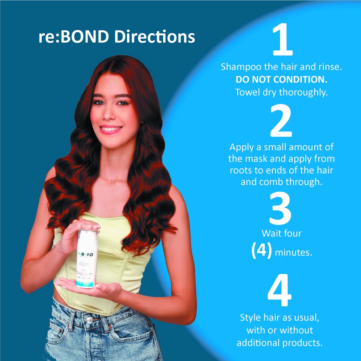 ReBOND Miracle Bond Building Leave-in Hair Mask 4 Minute Repair Treatment Set 3oz + 0.34oz for Damaged Hair - Image 4