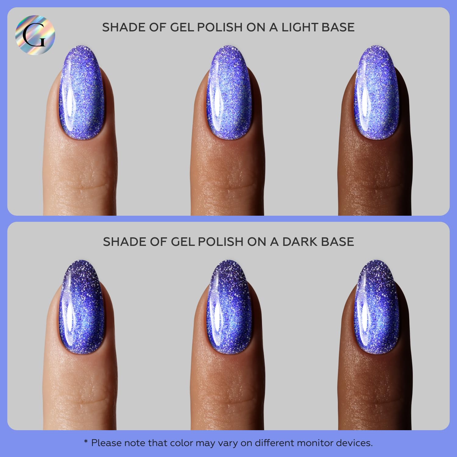 GLOSS Cat Eye Gel Nail Polish | Navy blue 15ml Hema-Free Soak Off UV Gel, Midnight Amethyst Magnetic Nail Polish, Holographic Glitter gel Varnish Art Manicure, Gifts for Girls - Image 6