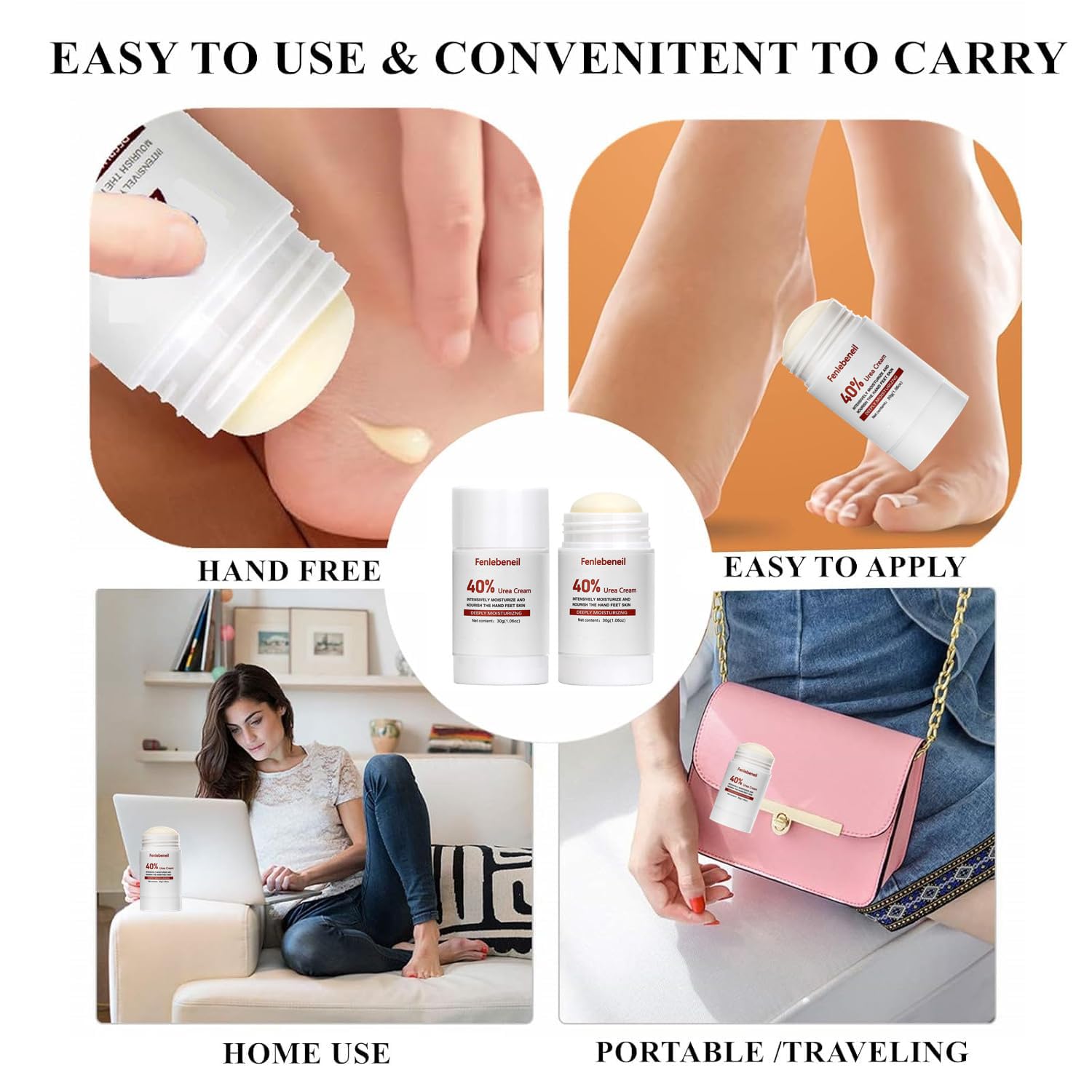 Urea Cream 40 Percent for Foot and Dry Cracked Heel 40% Urea Feet Cream Balm Stick for Foot Hand Moisturizing Feet Hand Care Balm For Women Men 1.06Oz - Image 5