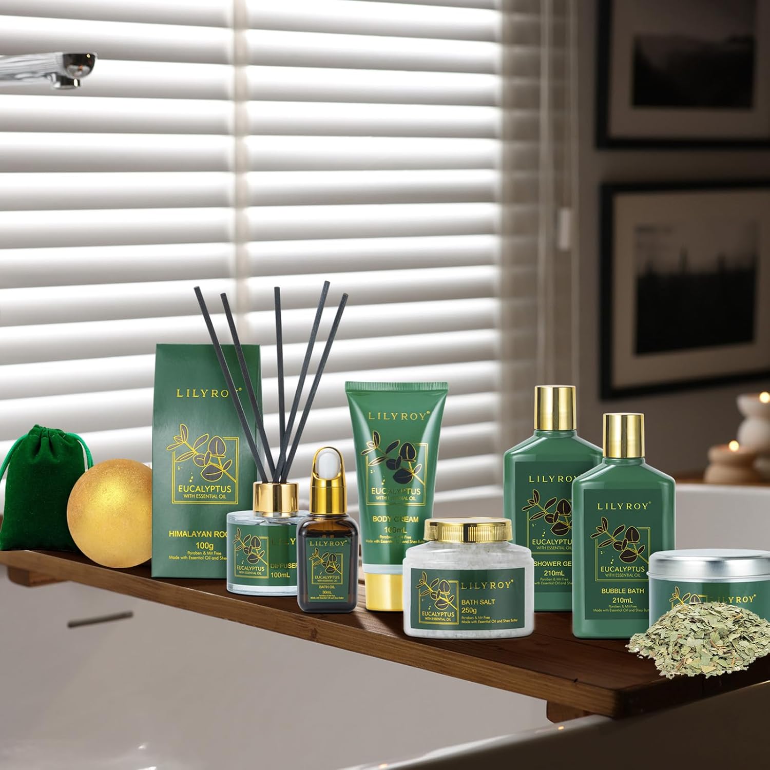 15-Piece Eucalyptus Bath Gift Set for Women and Men Spa Kit for Relaxation - Image 3