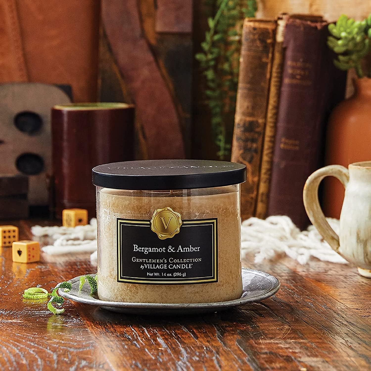 Village Candle 14 oz Brown Bergamot Amber Scented 3-Wick Glass Bowl Candle - Image 4