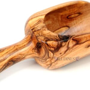Handmade Olive Wood Large Flour Scoop 8" Wooden Bath Salt Scoop Holds about 1 Cup