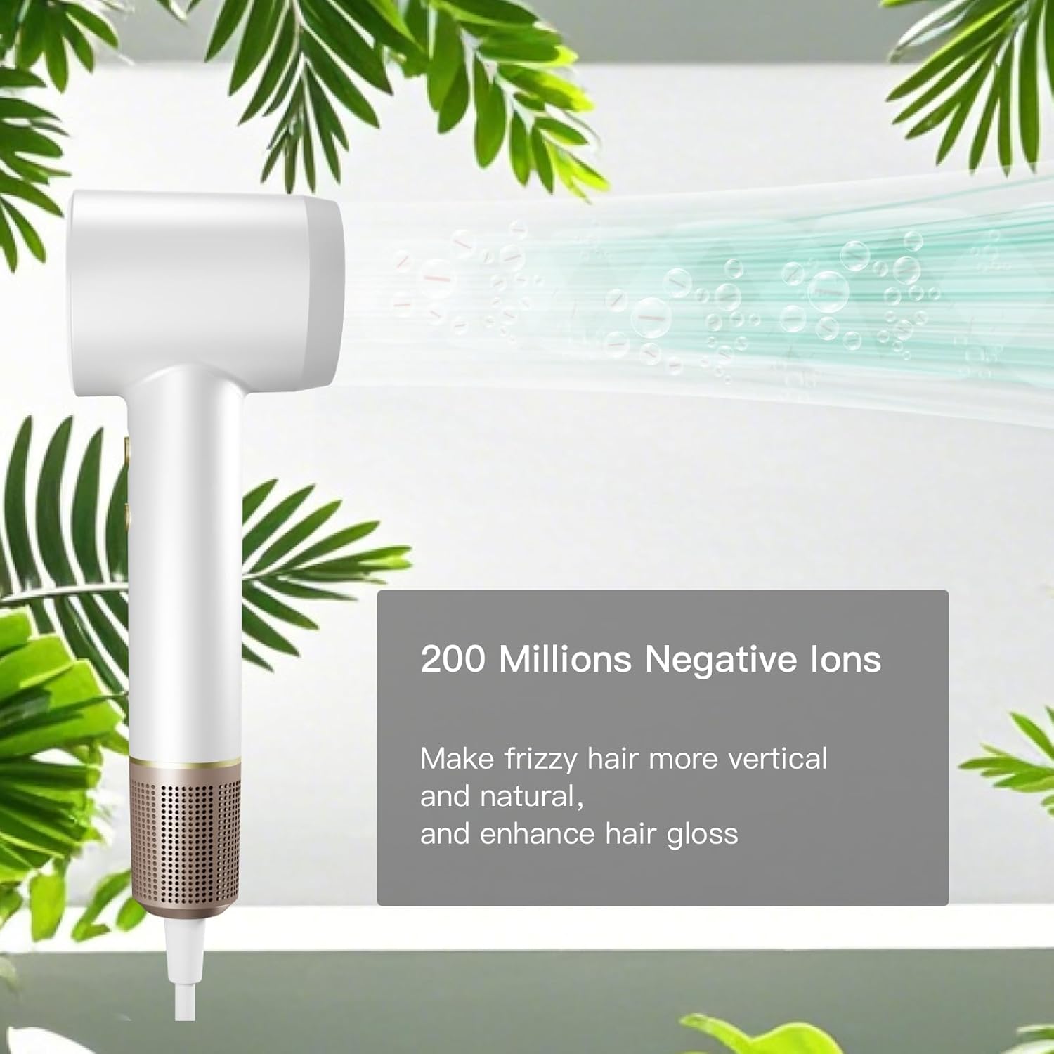 Ionic Hair Dryer 1500W High Speed with Diffuser, 4 Heat Settings, Compact Travel Size - Image 3