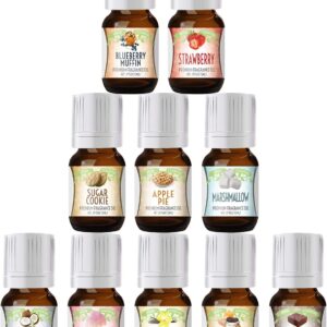 Good Essential Sweet Scents Fragrance Oil Set - 10 Pack Essential Oils for Halloween, Diffuser & Candle Making - Cotton Candy Essential Oil, Marshmallow Essential Oils & More - Essential Oils Set