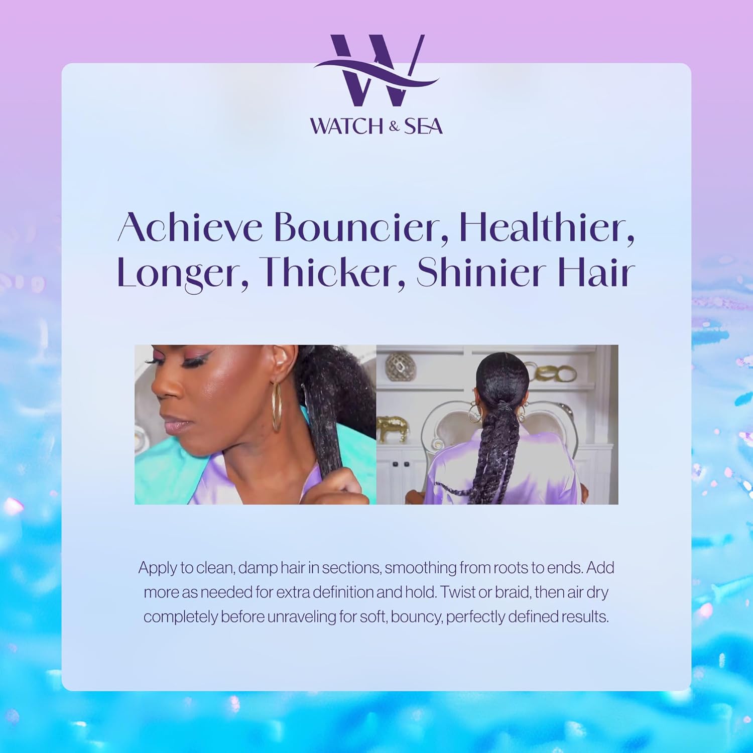 Watch & Sea Twist & Braid Out Soufflé - Nourishing Ingredients with Seaweed and Sea Kelp - Twist and Braid Cream for All Hair Types - 12 oz - Image 6