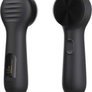 Silicone Face Scrubber, NågraCoola CLIE 2.0 Facial Cleansing Brush, Rechargeable, Waterproof Face Scrub Brush for Cleansing, Exfoliating, Massaging, Electric Facial Exfoliator for Women & Men - Black