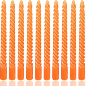 10 Inch Orange Spiral Taper Candle Set, 10 Pack Unscented Dripless Candlesticks for Autumn Home Decor, Harvest, Halloween and Fall Harvest Celebrations and Parties