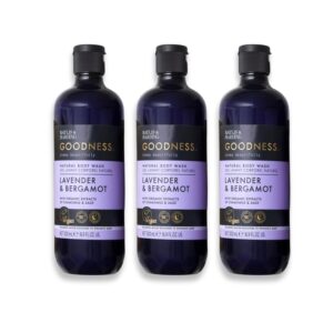 Baylis & Harding Goodness Body Wash | Lavender & Bergamot | Luxury Bath Wash with Relaxing Mood Boosters to Enhance Sleep | Natural Essential Oils, Dermatologist Approved, Vegan | 3 Pack