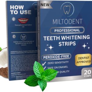 MILTODENT Sensitive Teeth Whitening Strips (20pcs) - White Strips for Teeth Whitening Making The Perfect Teeth Whitening Kit and Teeth Whitening Strips - Dentist Approved