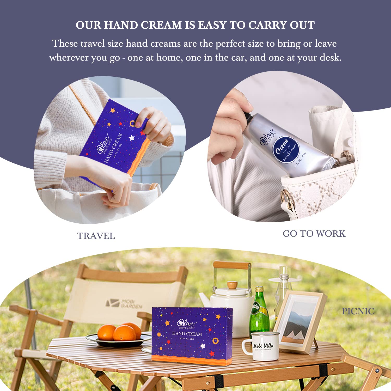 BODY & EARTH # LOVE Hand Cream Gift Set, Mothers Day Gifts for Mom, Moisturizing Hand Lotion Set with Natural Glycerin and Vitamin E, 6 Pcs Hand Lotion Gift Sets for Women Men, Birthday Gifts for Her - Image 2