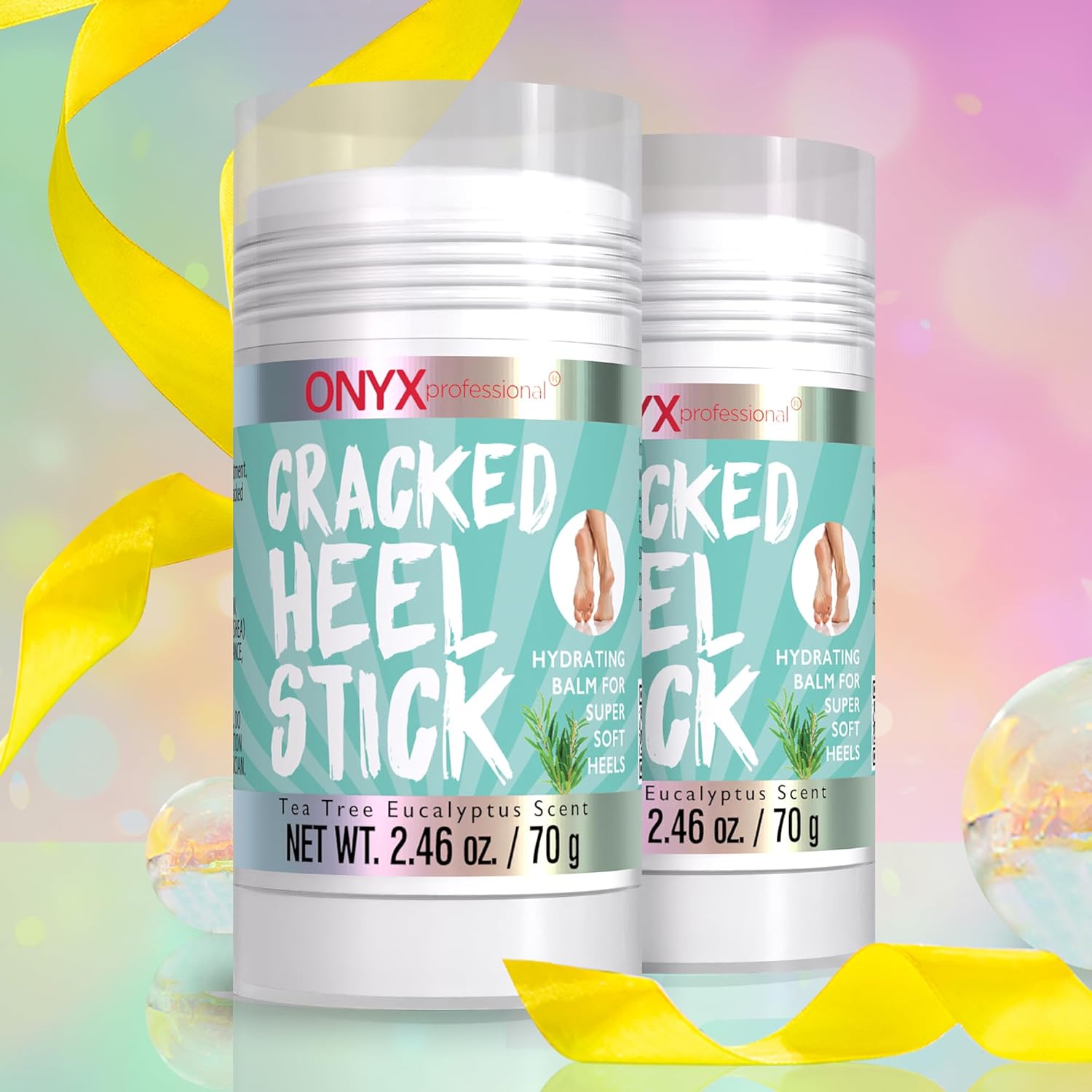 Onyx Professional Cracked Heel Repair Balm Stick(2 Pack)Dry Cracked Feet Treatment,Moisturizing Heel Balm Rolls On So No Mess Like Foot Cream or Foot Lotion, Rescues Cracked Feet,Tea Tree Scent Clear - Image 3