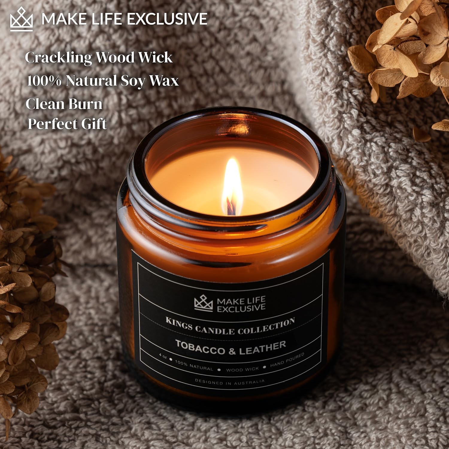 Woodwick Set of 3 4oz Scented Candles for Men Masculine Scents Gift Pack - Image 6