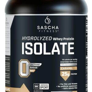 SASCHA FITNESS Hydrolyzed Whey Protein Isolate,100% Grass-Fed (2.11 Pounds) (Caramel Flavor)