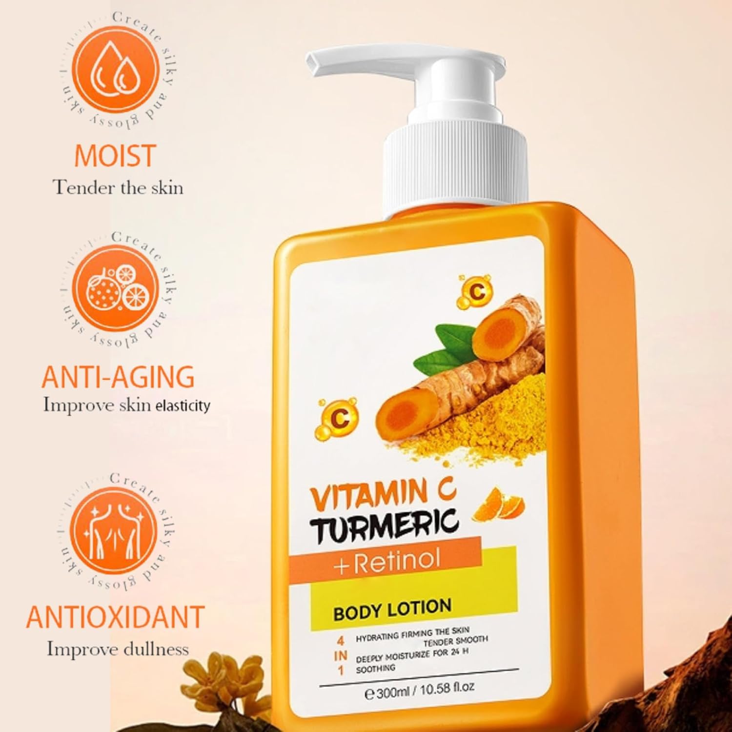 Turmeric Retinol 16 oz Moisturizing Body Lotion for Dry, Firming Skin - Image 2