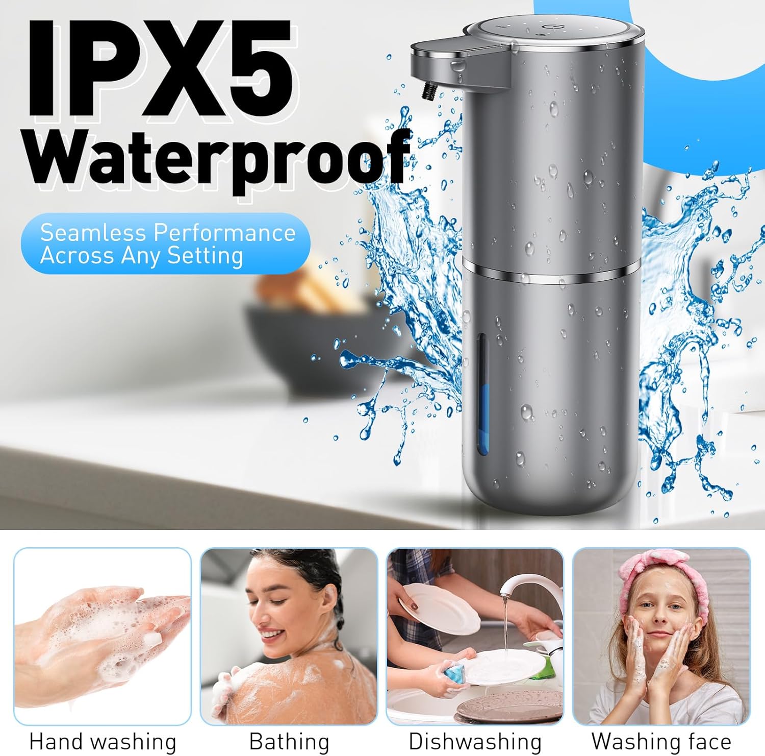 Automatic Touchless Liquid Soap Dispenser 4 Adjustable Levels for Kitchen Bathroom - Image 6