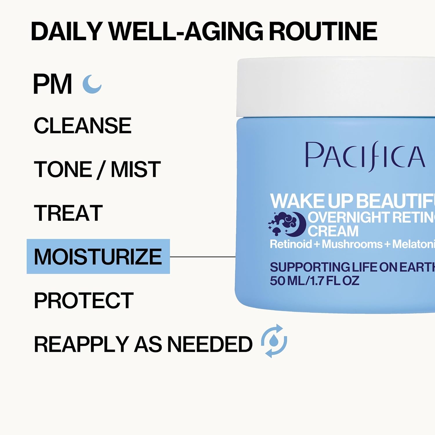 Pacifica Wake Up Beautiful Retinoid Night Cream – Overnight Anti-Aging Moisturizer with Hyaluronic Acid & Melatonin, Reduces Wrinkles & Fine Lines, Hydrating and Gentle for Dry or Mature Skin, Vegan - Image 11